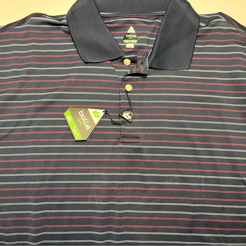 Navy striped NWT Bolle Golf shirt size Large